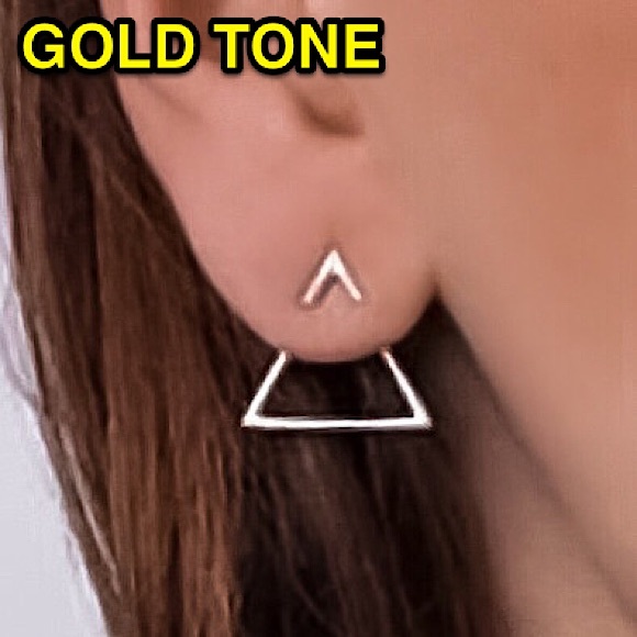 ⚜️[𝟯/$𝟭𝟴]⚜️Gold Triangle Jacket Earrings NEW - Picture 11 of 11